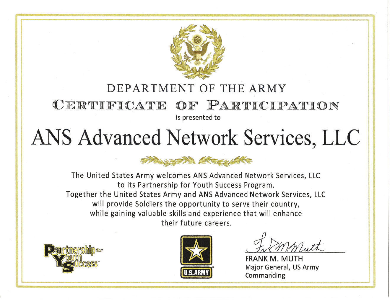 ANS Advanced Network Services, LLC Certificate (Muth)