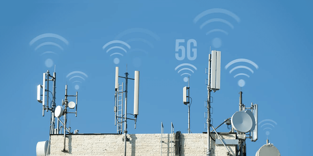 An outdoor 5G small cell network deployed on a rooftop. 