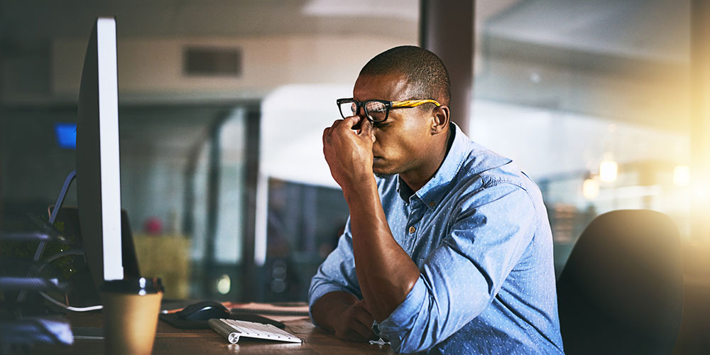 Business man stressed over the functionality of his facilities distributed antenna system 