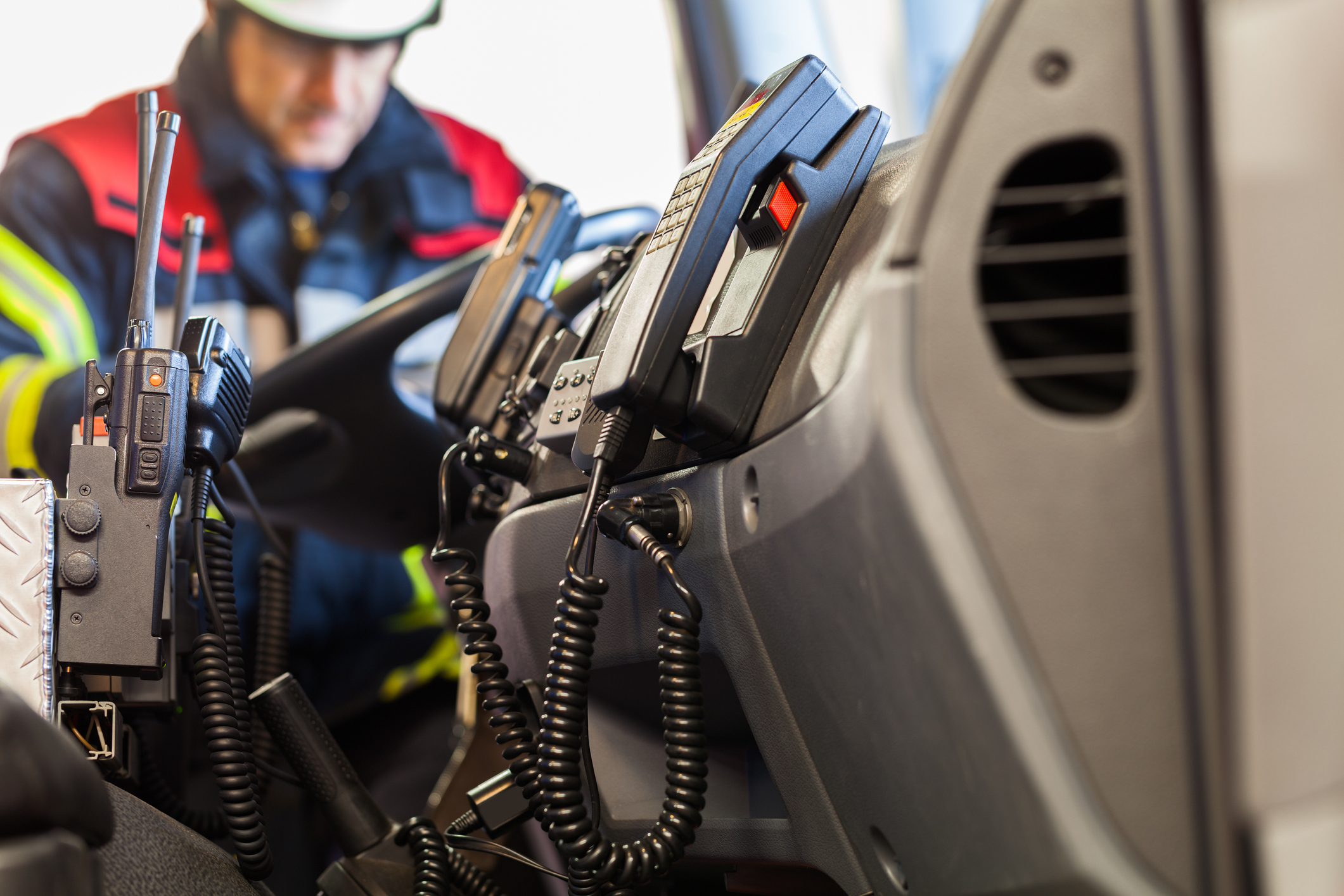 Radios on a fire truck illustrating how 5G will benefit public safety. 