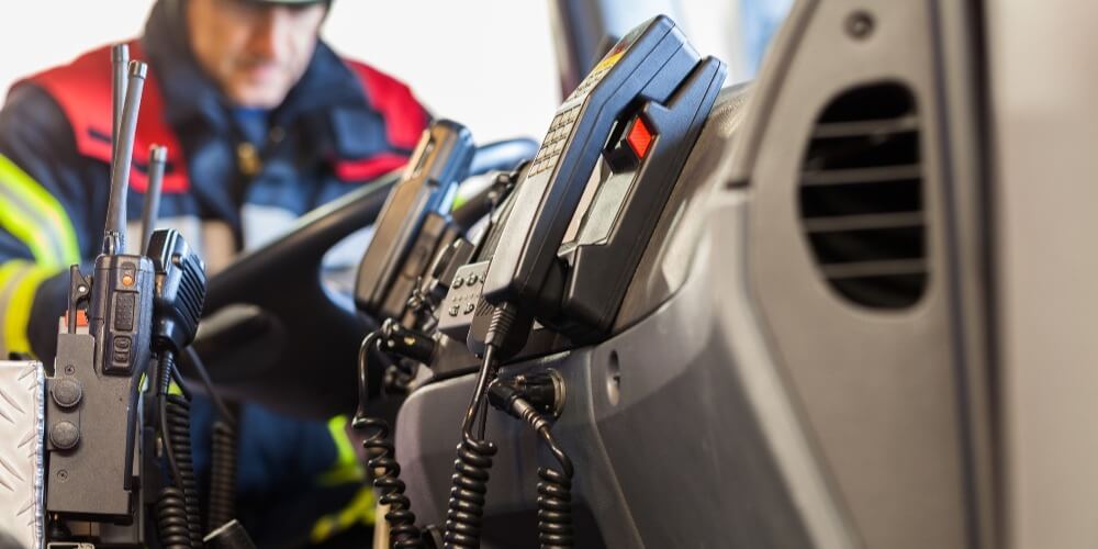 Radios on a fire truck illustrating how 5G will benefit public safety. 