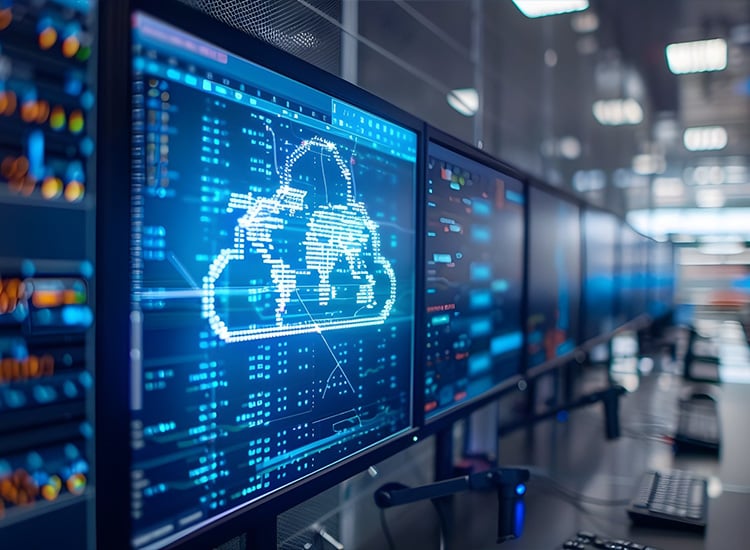Network operations center monitoring screens